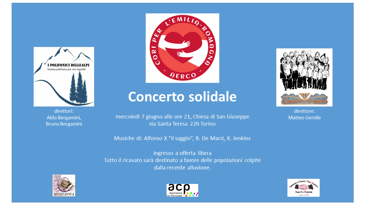 locandina del concerto solidale pro alluvionati del 7 giugno 2023 Via Santa teresa 22h, Torino